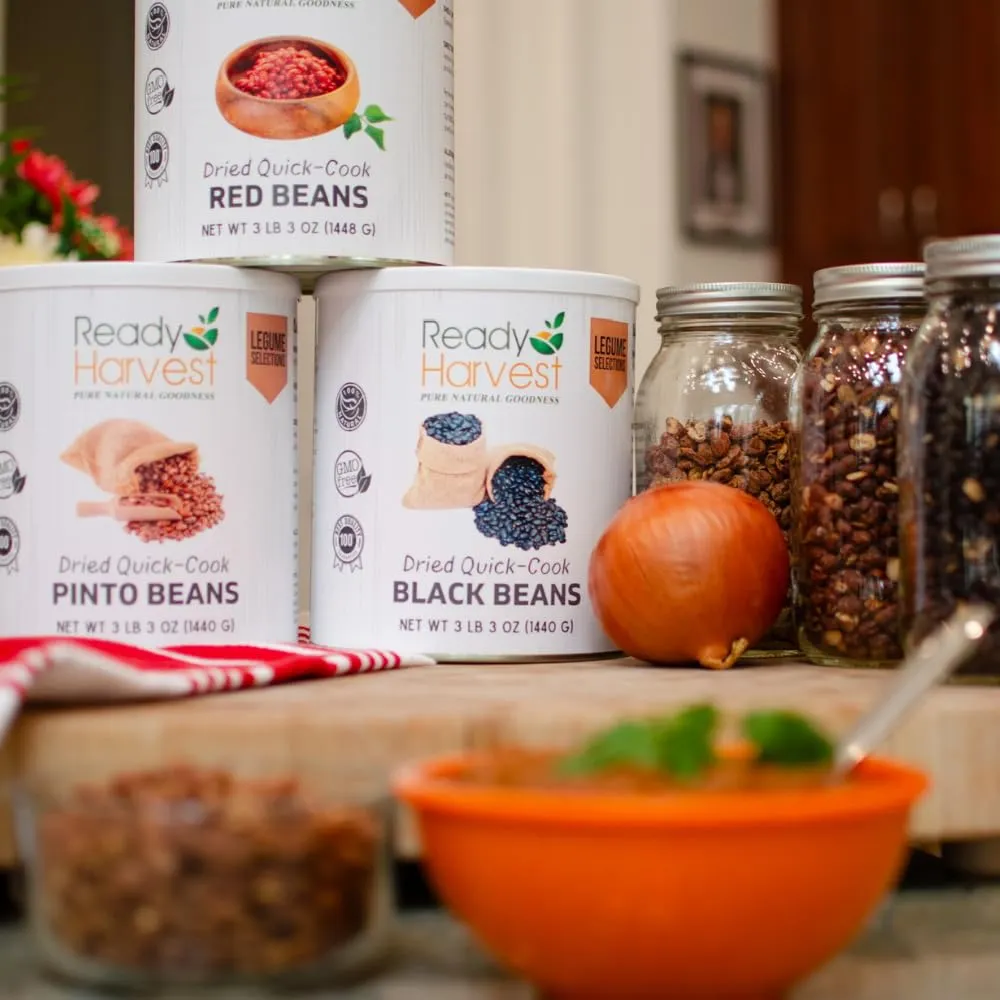 Ready Harvest Dehydrated Whole Food Red Beans - 25 Year Shelf Life - Six #10 Cans