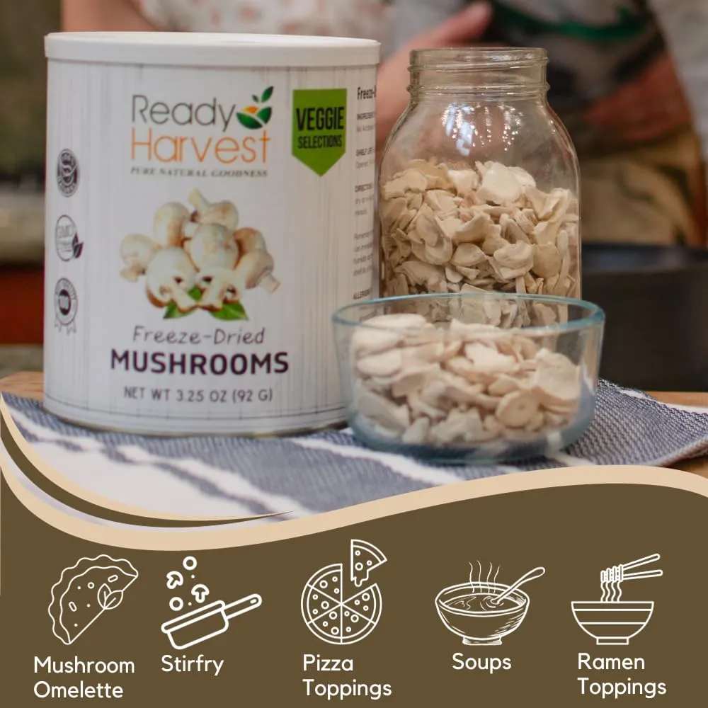 Ready Harvest Freeze-Dried Mushrooms - 30 Year Shelf Life - #10 Can