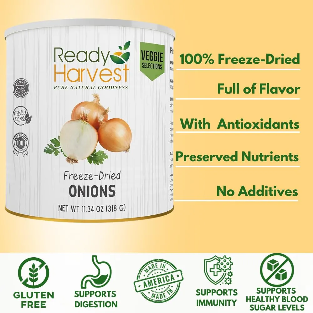 Ready Harvest Freeze-Dried Yellow Onions - 30 Year Shelf Life - #10 Can