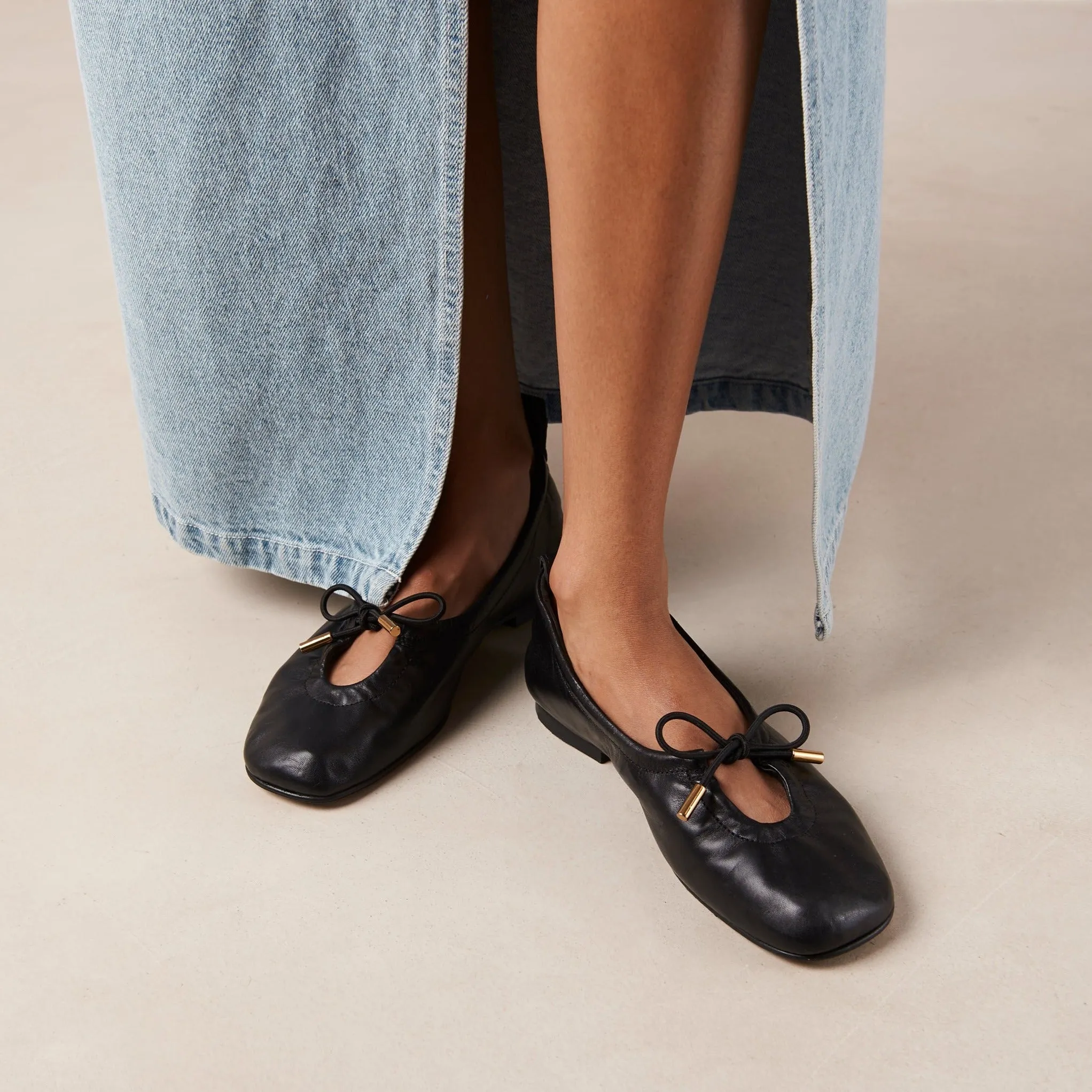 Rosalind Leather Ballet Flats - Black