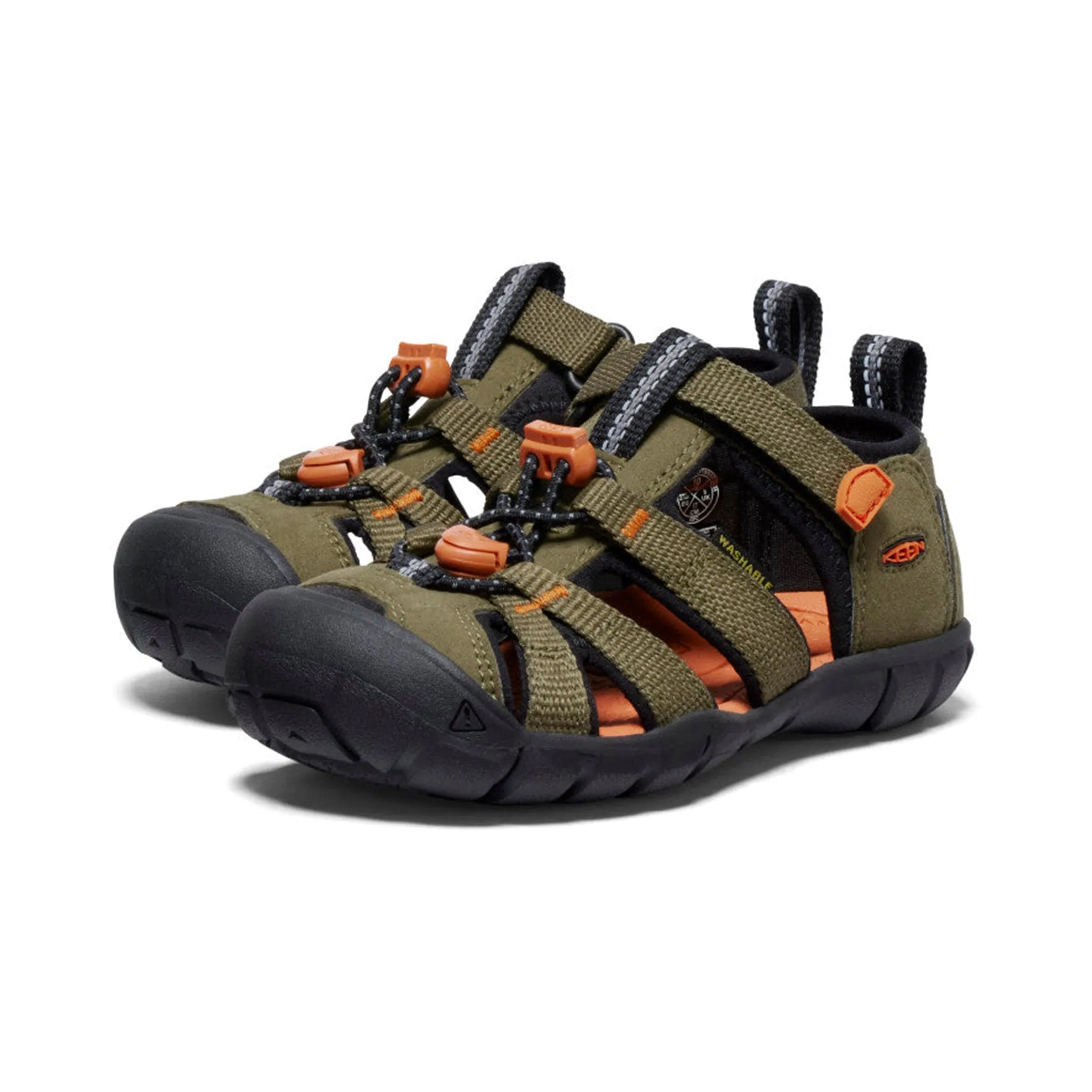 Seacamp II Kids' CNX Active Sandal - Dark Olive/Gold Flame