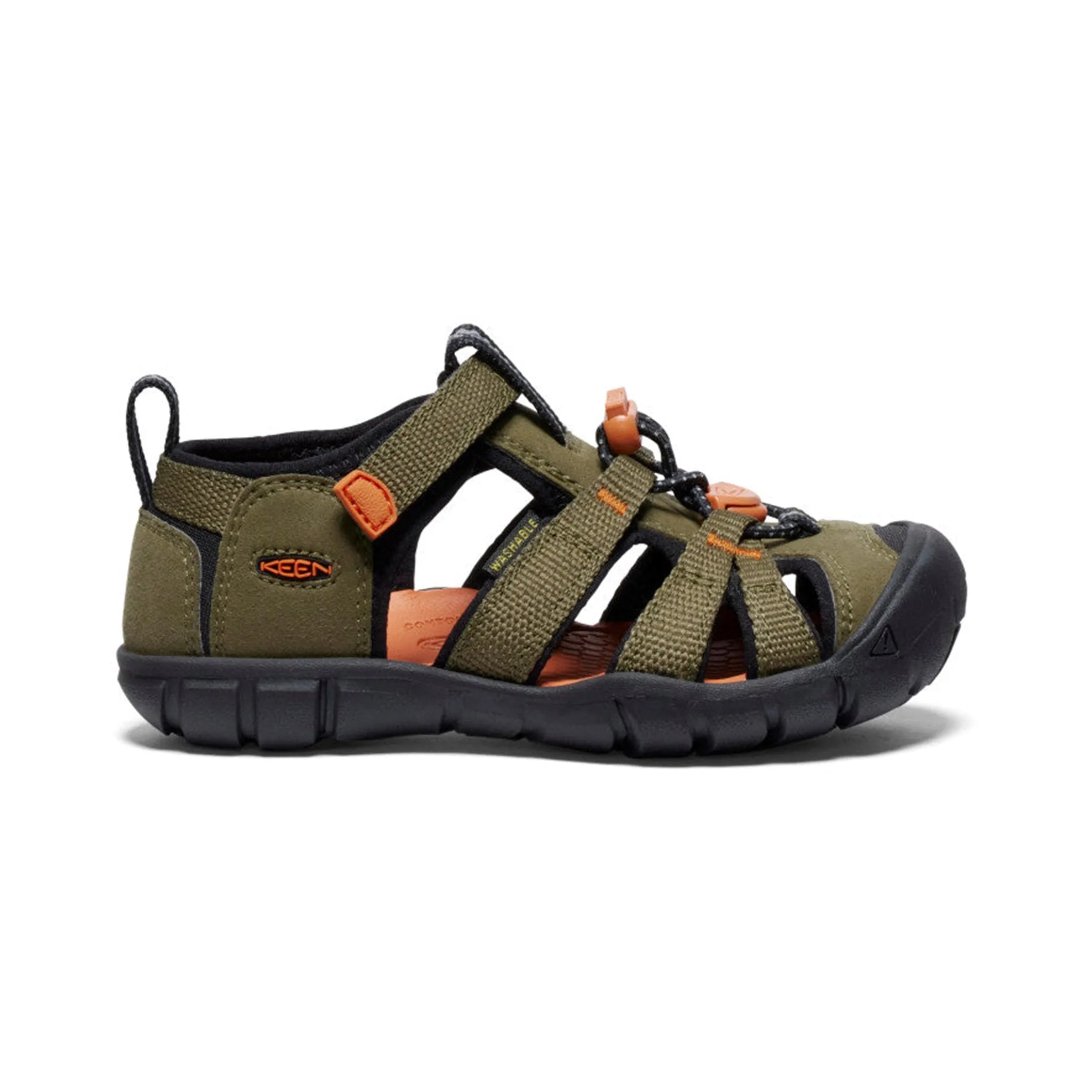 Seacamp II Kids' CNX Active Sandal - Dark Olive/Gold Flame