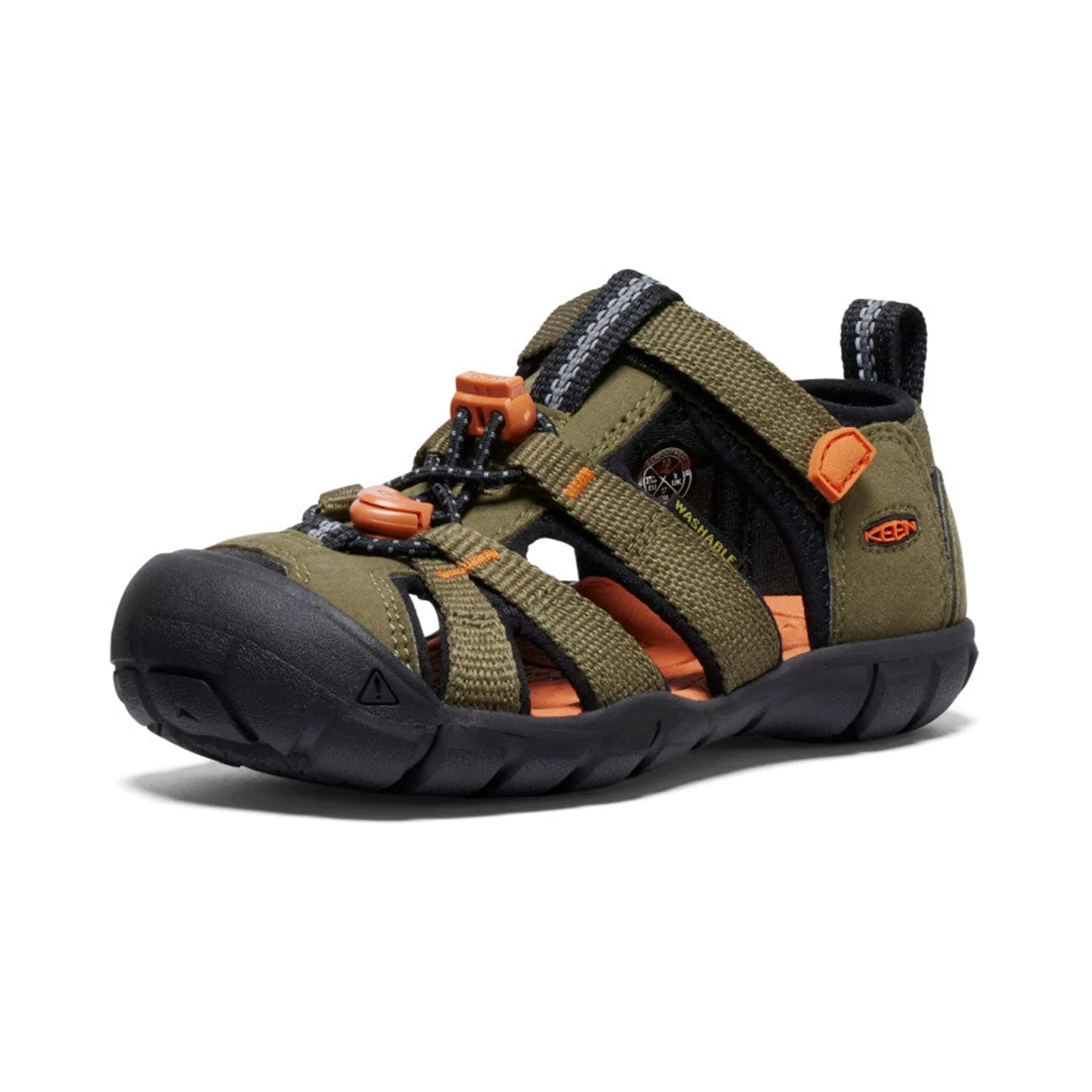 Seacamp II Kids' CNX Active Sandal - Dark Olive/Gold Flame