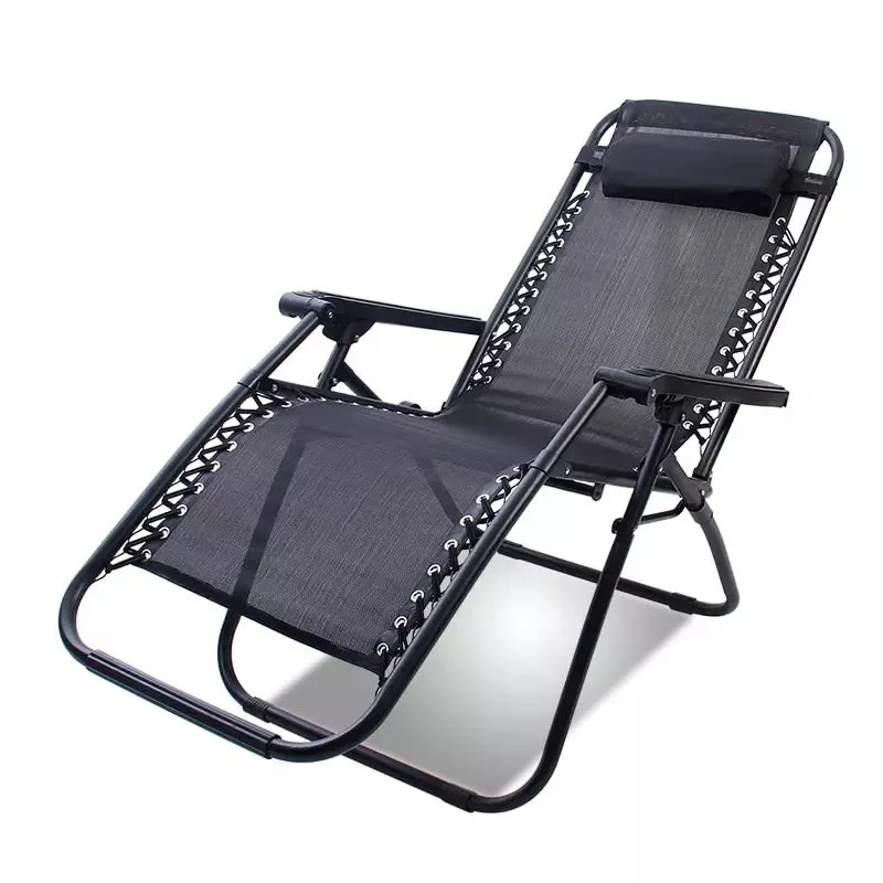 STAR WORK Zero Gravity Relax Chair for Lounge,Easy Chair for Lawn | Portable and Foldable Recliner Chair for Resting | Adjustable Pillow | Full Body Support, Alloy Steel, Black