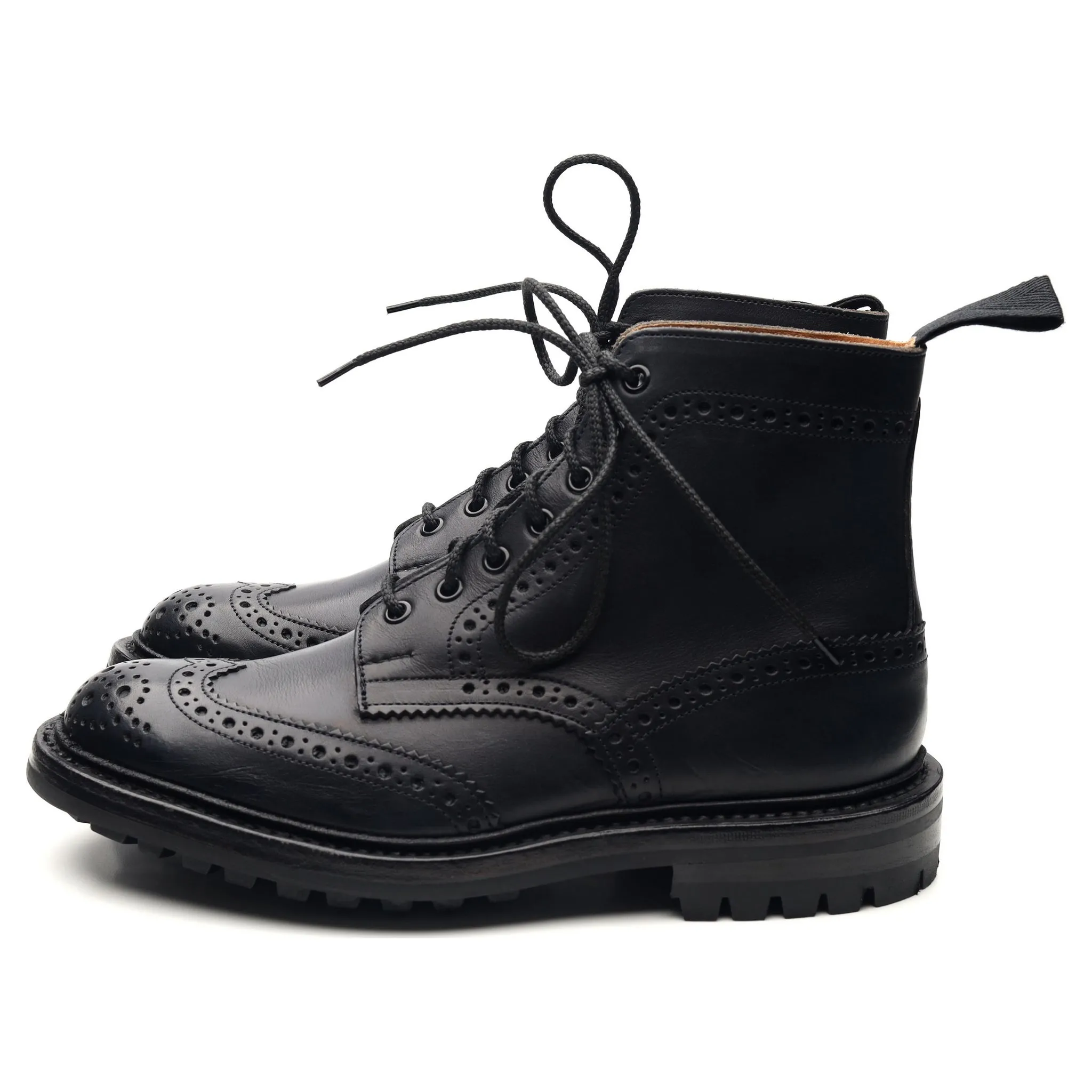 'Stow' Navy Blue Leather Brogue Boots UK 6.5