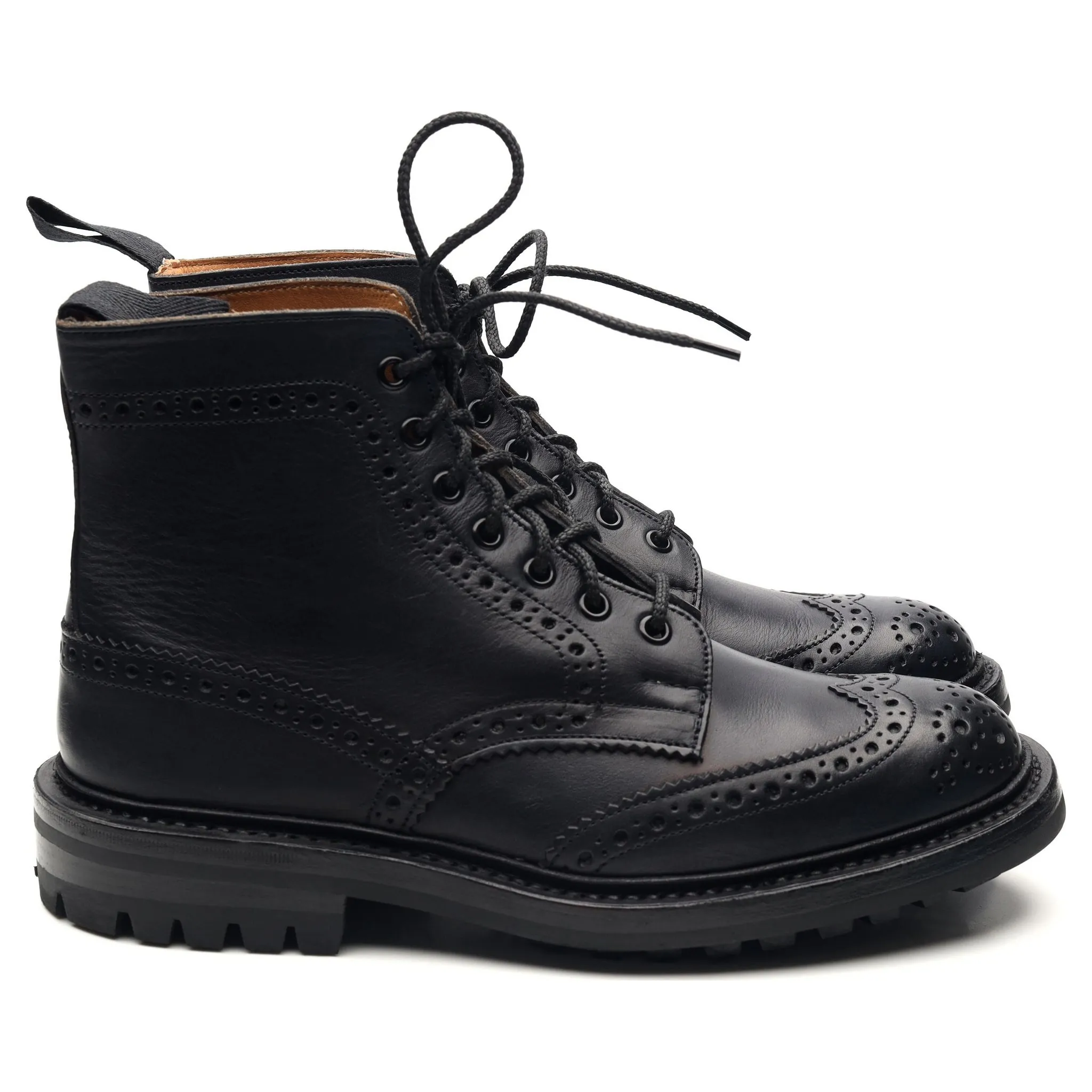 'Stow' Navy Blue Leather Brogue Boots UK 6.5