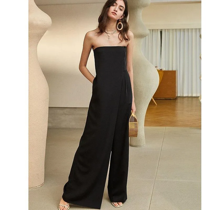 Strapless Wide Leg Women Romper Oversized Asymmetrical Jumpsuits