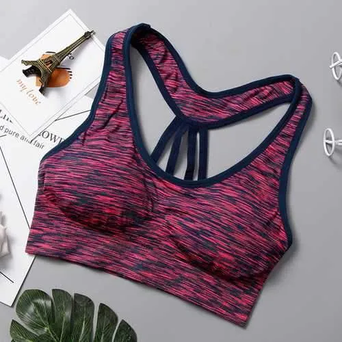 Strappy Back Wireless Shockproof Padded Sports Bra