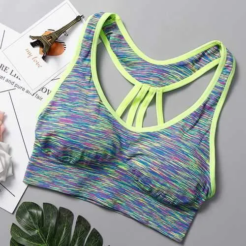 Strappy Back Wireless Shockproof Padded Sports Bra