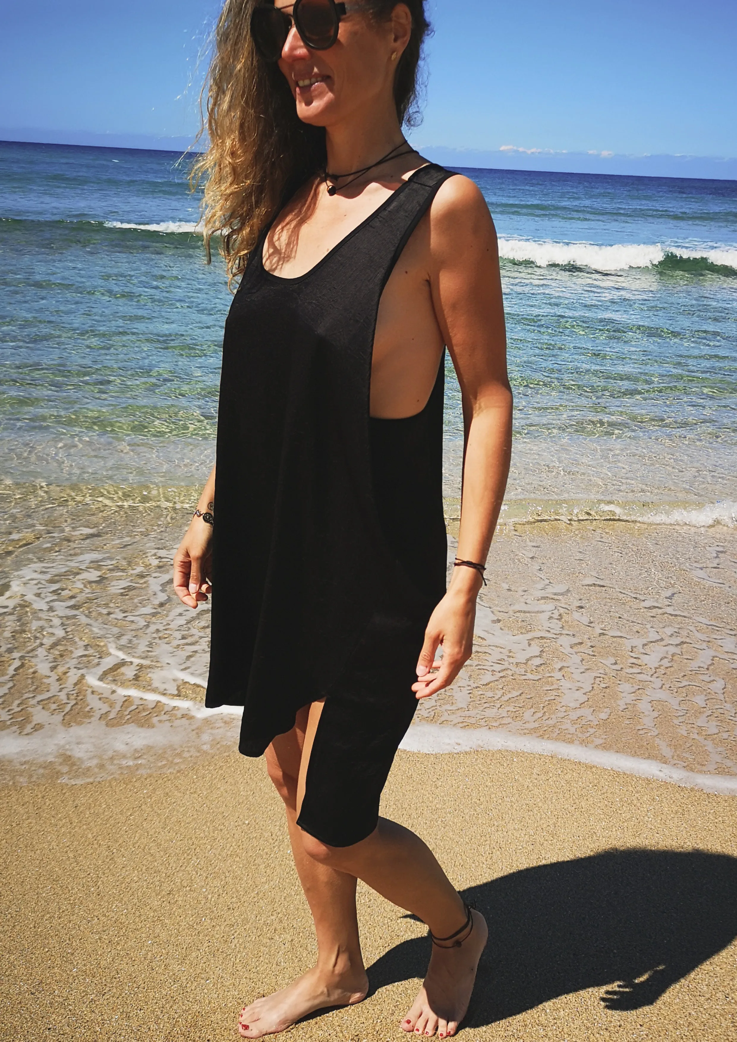 TANK TOP / DRESS OVERSIZED - black shiny