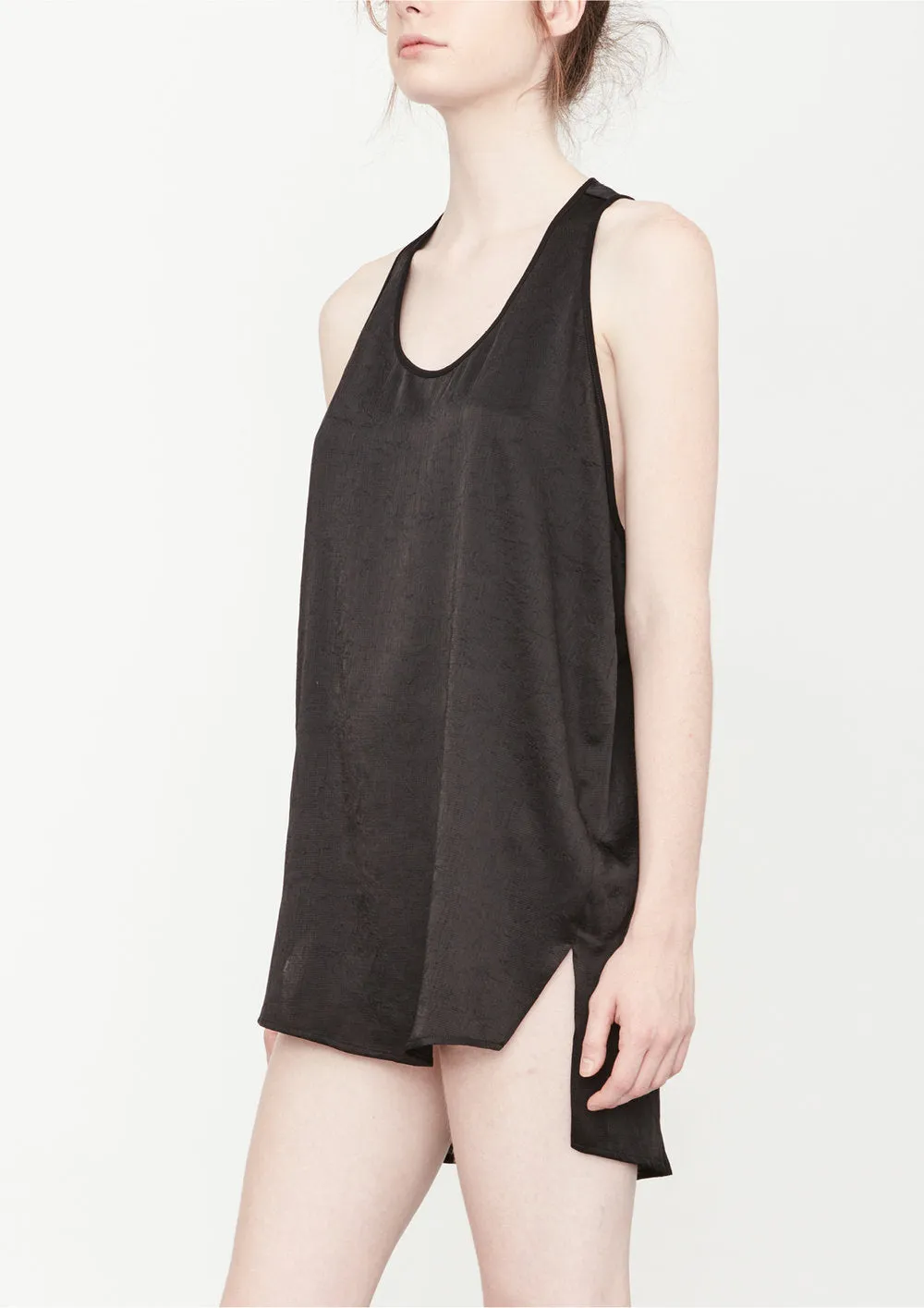 TANK TOP / DRESS OVERSIZED - black shiny