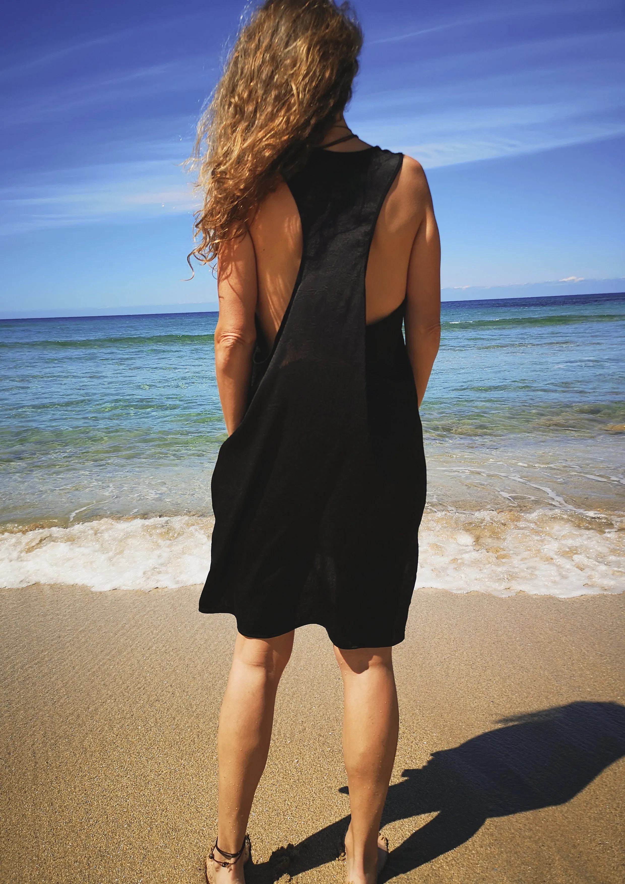 TANK TOP / DRESS OVERSIZED - black shiny