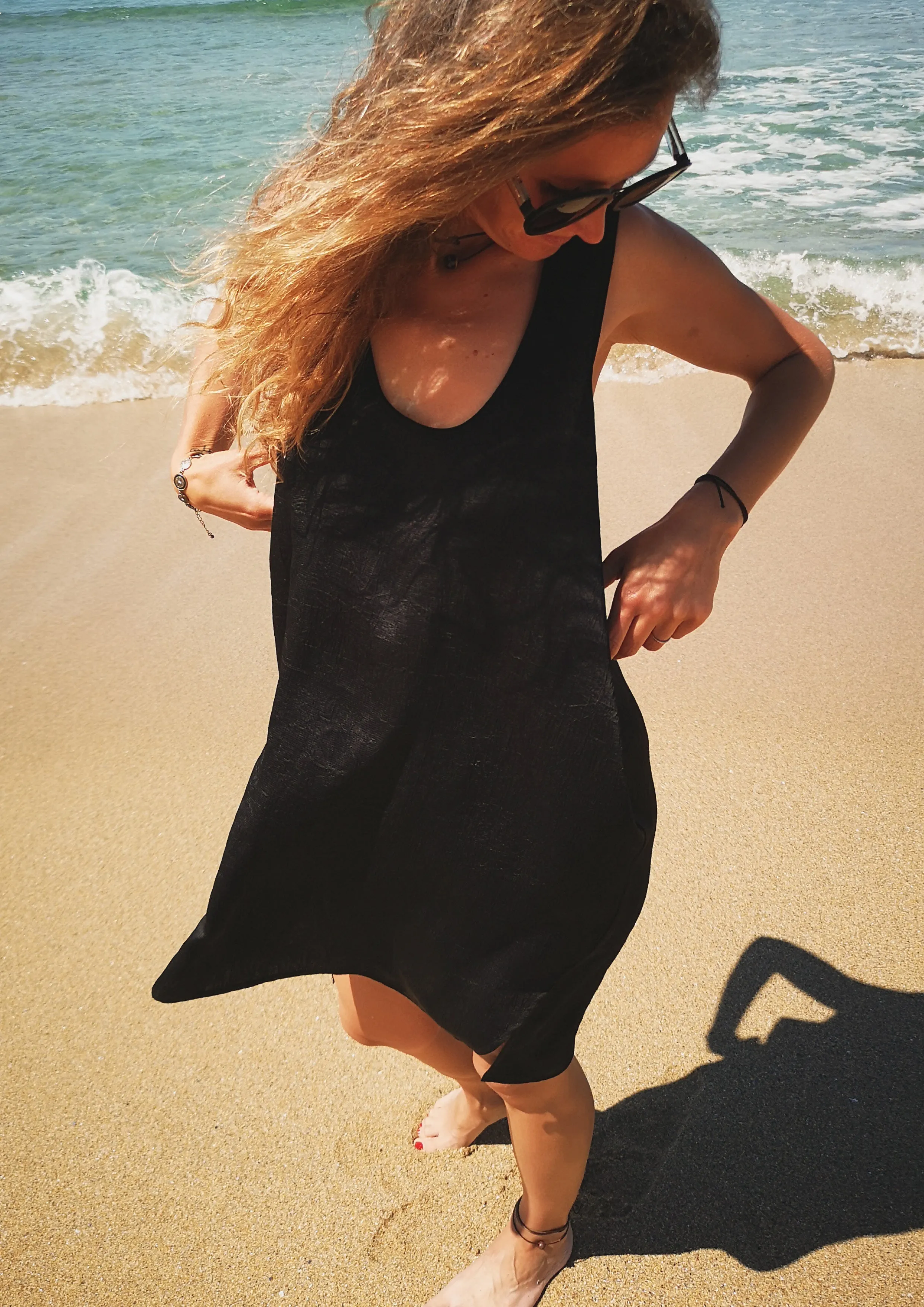 TANK TOP / DRESS OVERSIZED - black shiny