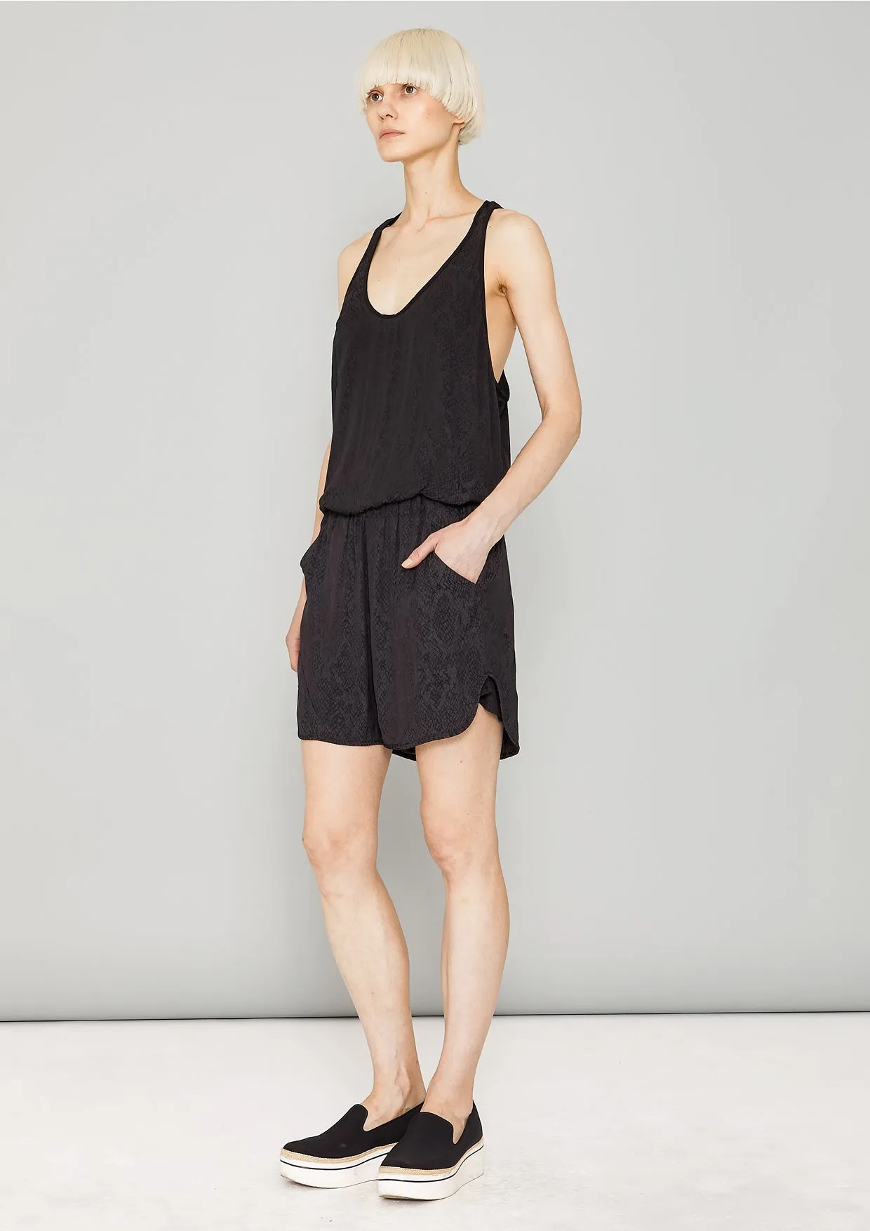 TANK TOP / DRESS OVERSIZED - JACQUARD SATIN black snake