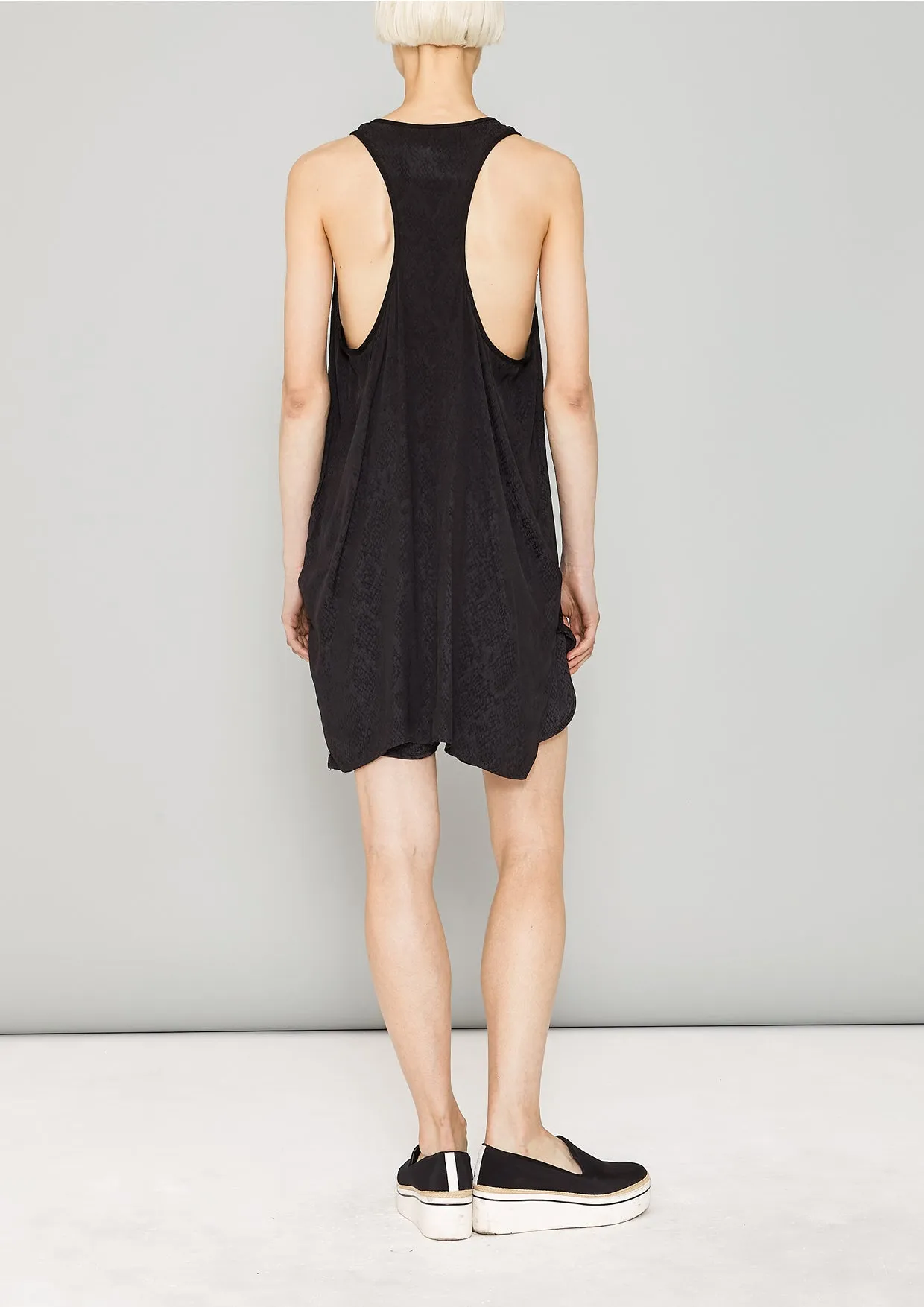 TANK TOP / DRESS OVERSIZED - JACQUARD SATIN black snake