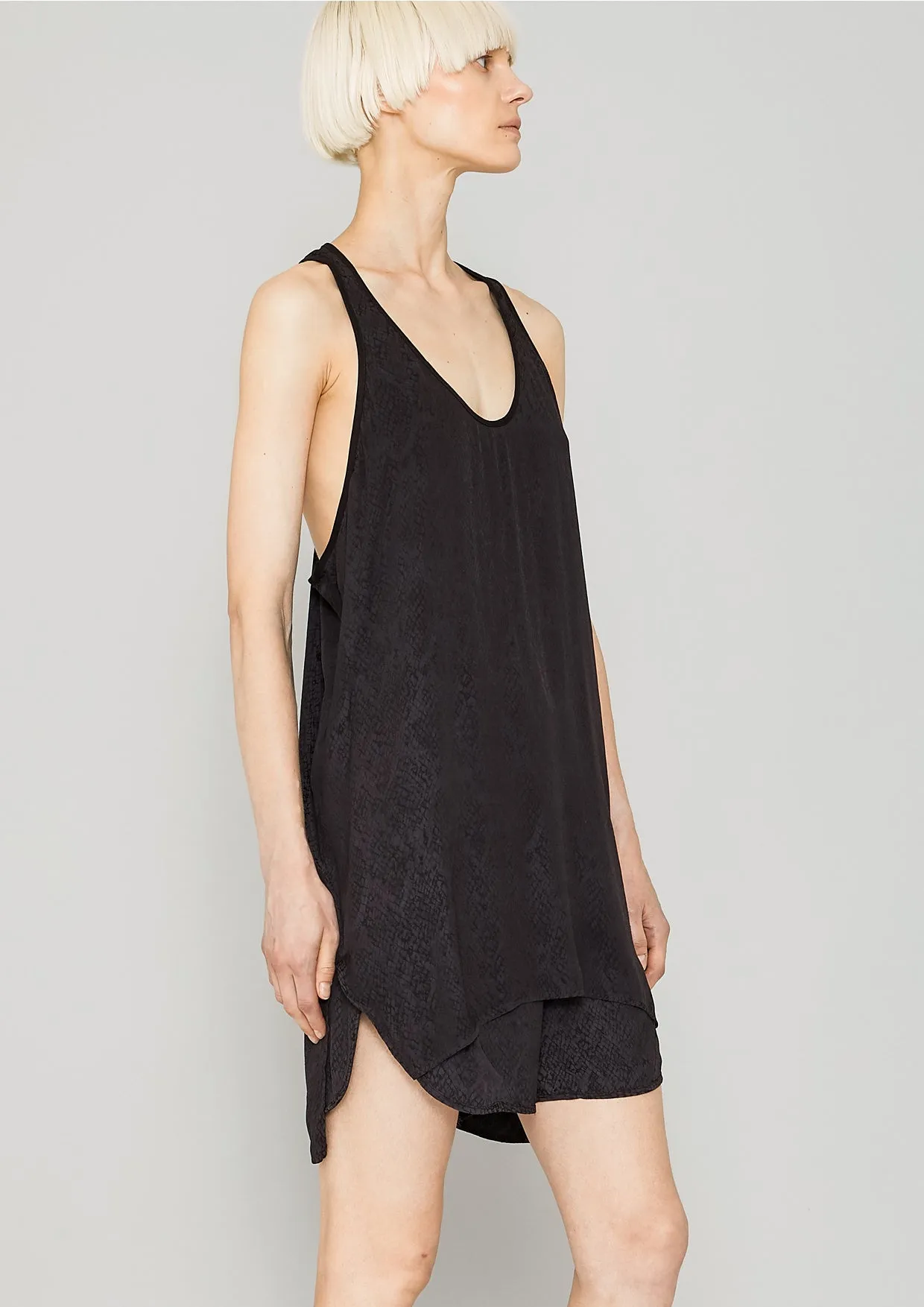 TANK TOP / DRESS OVERSIZED - JACQUARD SATIN black snake