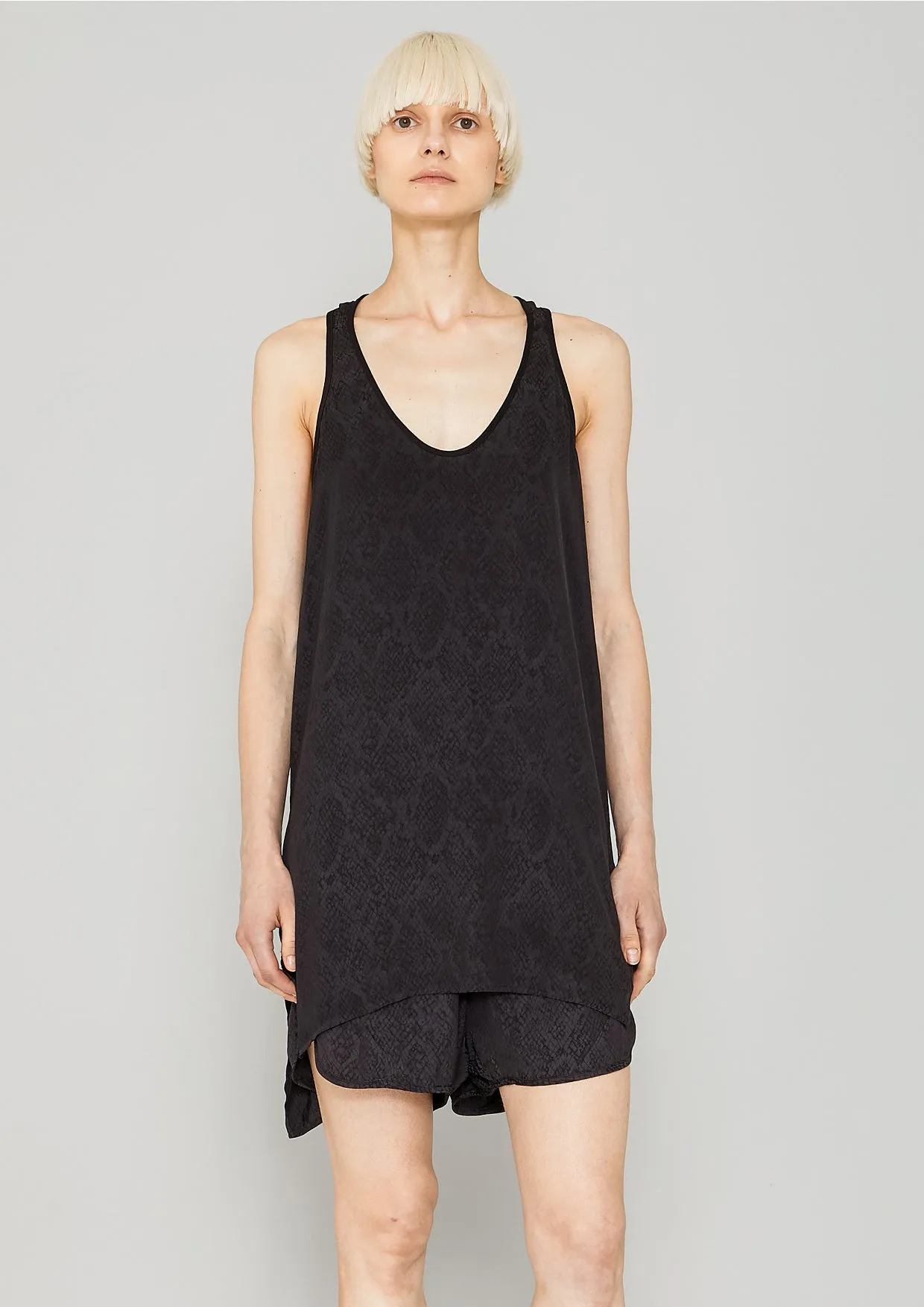 TANK TOP / DRESS OVERSIZED - JACQUARD SATIN black snake