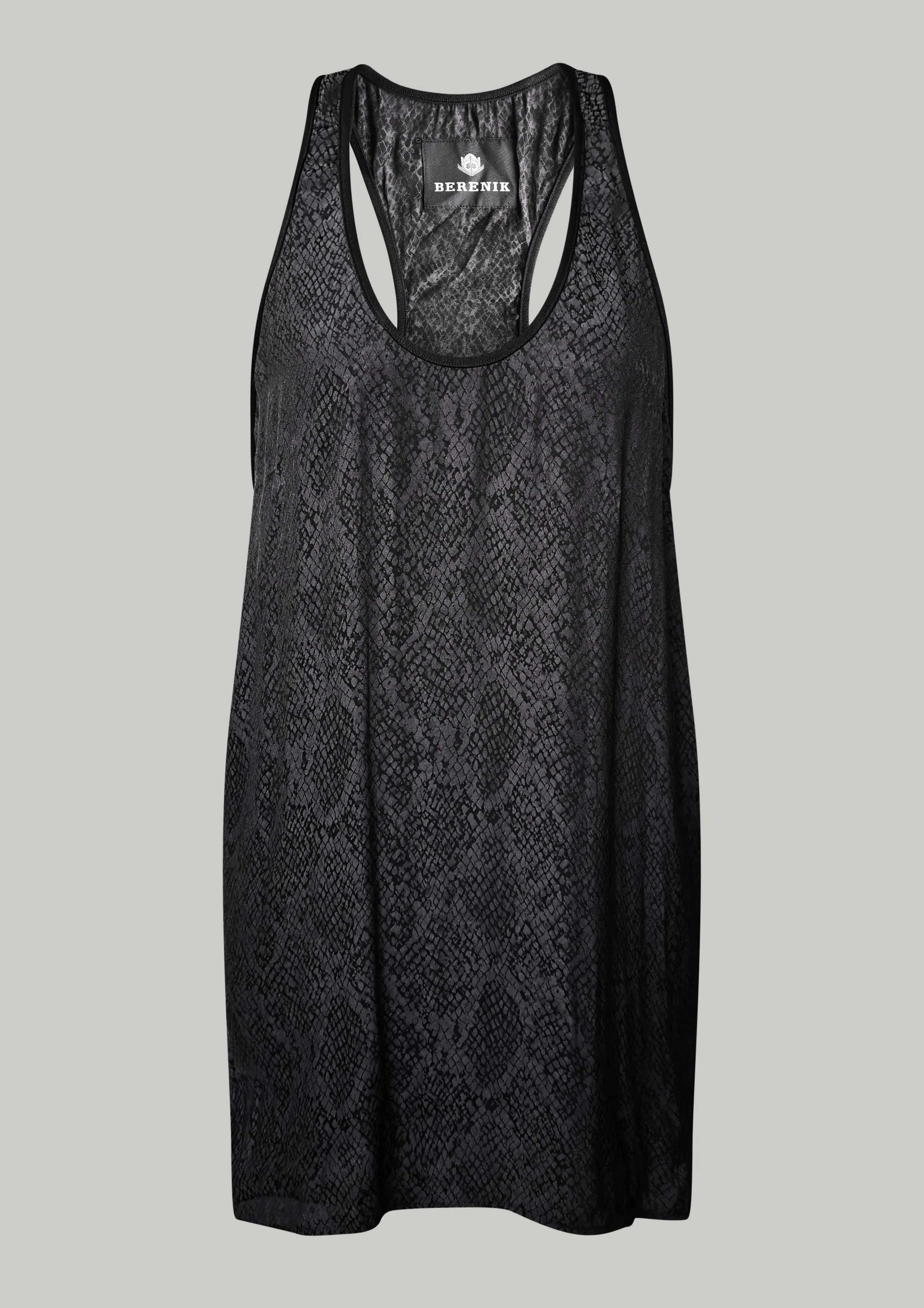 TANK TOP / DRESS OVERSIZED - JACQUARD SATIN black snake