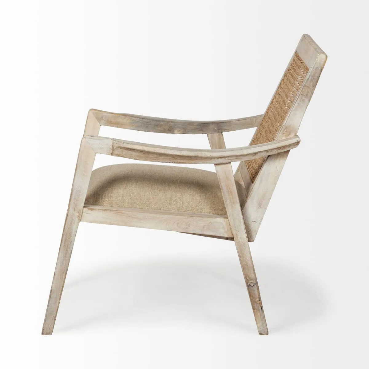 Teryn Accent Chair Cream Linen | Natural Wood