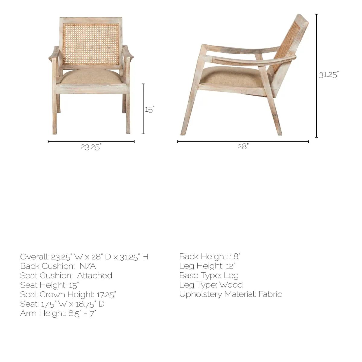 Teryn Accent Chair Cream Linen | Natural Wood