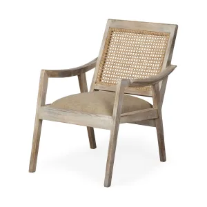 Teryn Accent Chair Cream Linen | Natural Wood