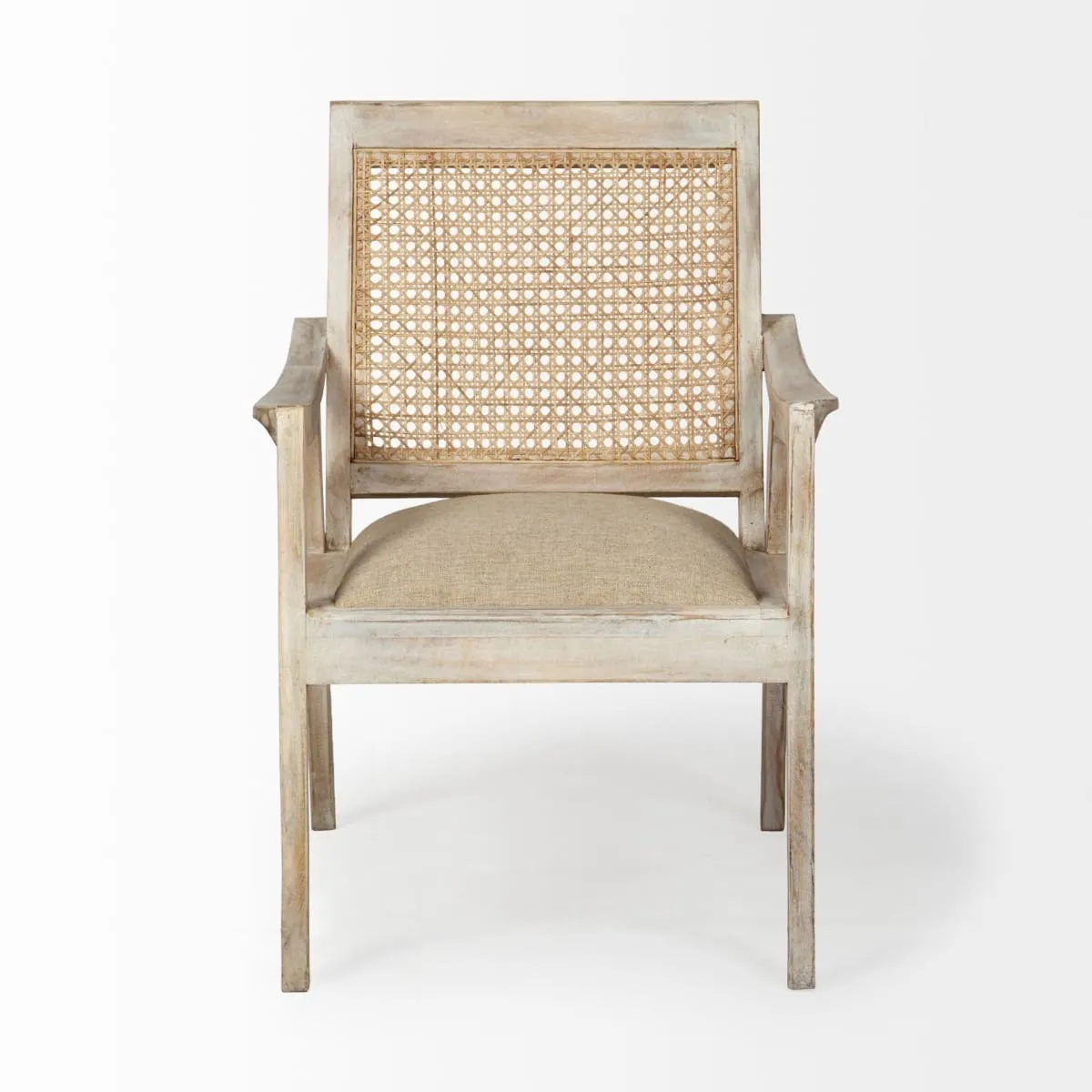 Teryn Accent Chair Cream Linen | Natural Wood