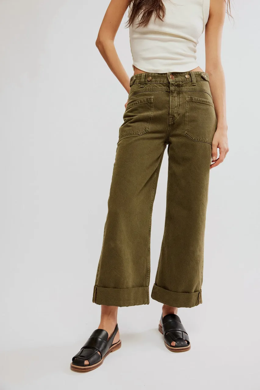 The Palmer Cuffed Jean By Free People - Army