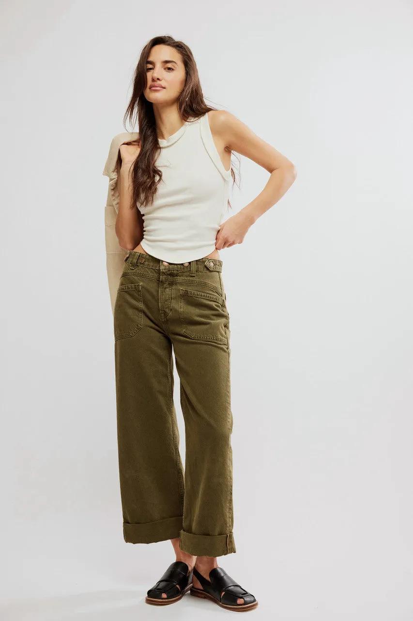 The Palmer Cuffed Jean By Free People - Army