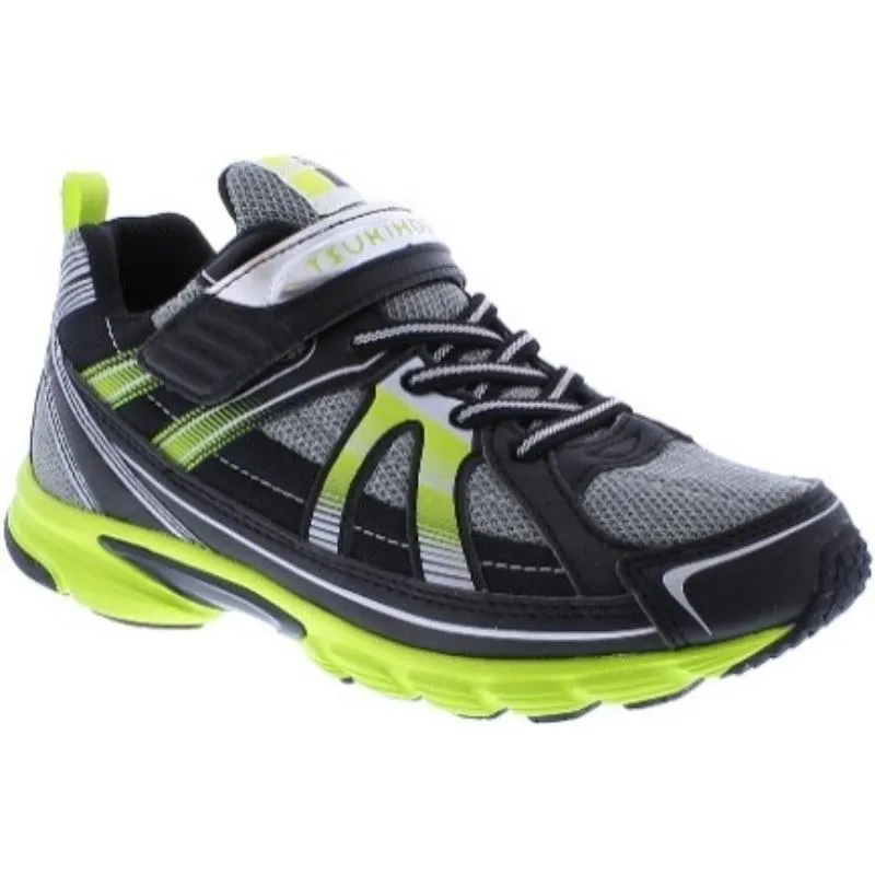 Tsukihoshi Storm Boys Black Lime Running Shoes - Lightweight, Machine Washable Sneakers for Big Kids & Toddlers