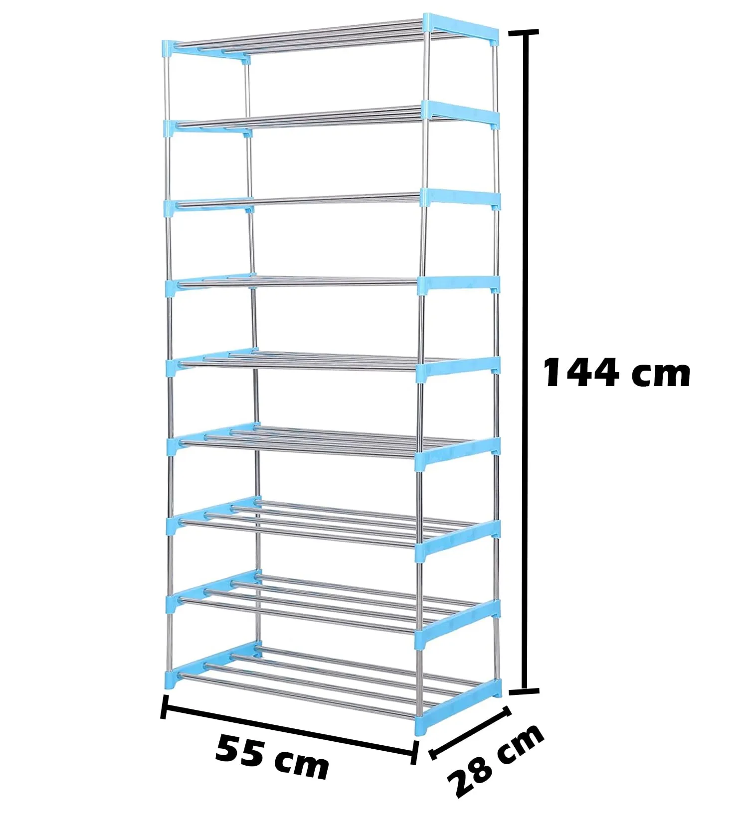 TURBOMAX 9 Layer Metal Shoe Stand Rack for Home Lightweight, Portable, Adjustable Multipurpose Metal Storage Organizer (9 Layer Book Shelf)