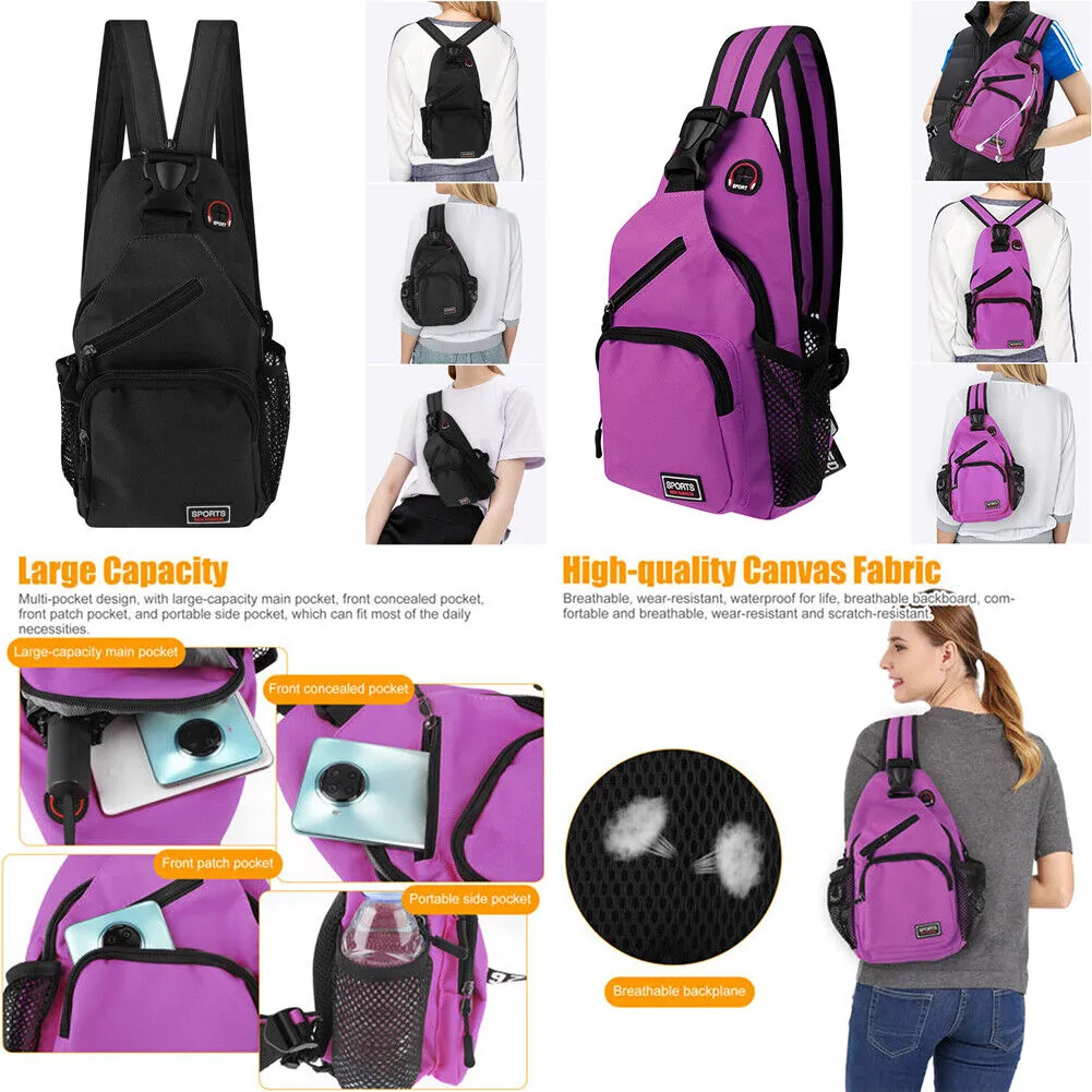 US 1-2 Pack Water-Proof Chest Pack Travel Shoulder Sling Backpack Crossbody Bag