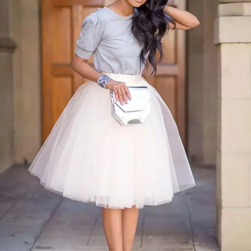 Whimsical Women's Multi-layer Knee Length Puffy Tulle Skirts