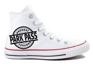 White High Tops Provost Park Pass Black Logo