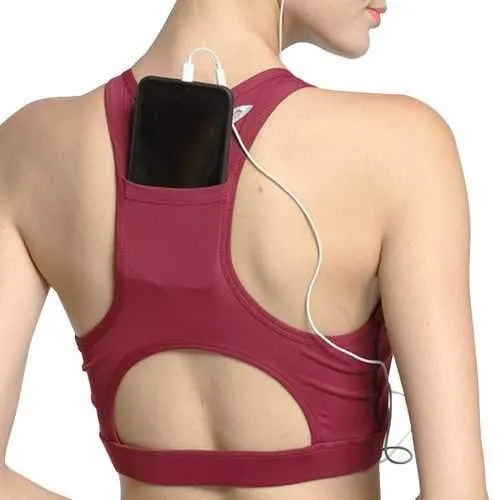 Wireless Padded Back Pocket Shockproof Sports Bra