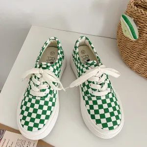 Women's & Men's Plaid Black And White Chessboard Canvas Shoes