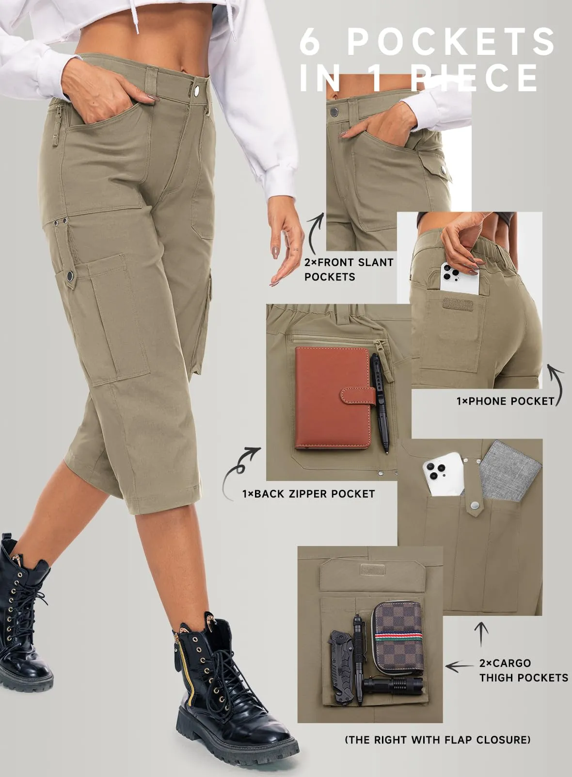 Women's Cargo Capris Pants 12