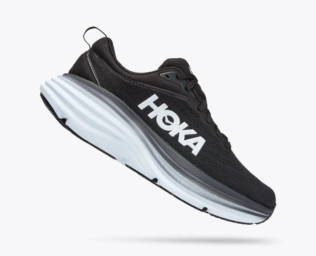 Women's HOKA Bondi 8 Wide Running Shoe in Harbor Black / White