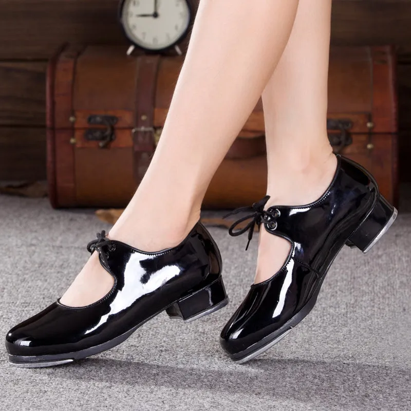 Women's Leatherette 4cm Heel Tap Shoes With Lace-up Dance Shoes