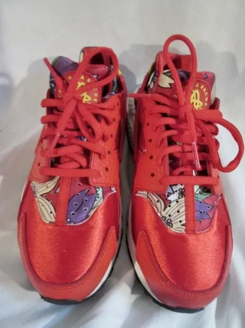 Womens NIKE Air Huarache Run 725076-601 Running Sneaker 7 RED ALOHA FLORAL