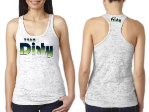 Women's White Burnout TANK - Team Dirty Retro Green Fade