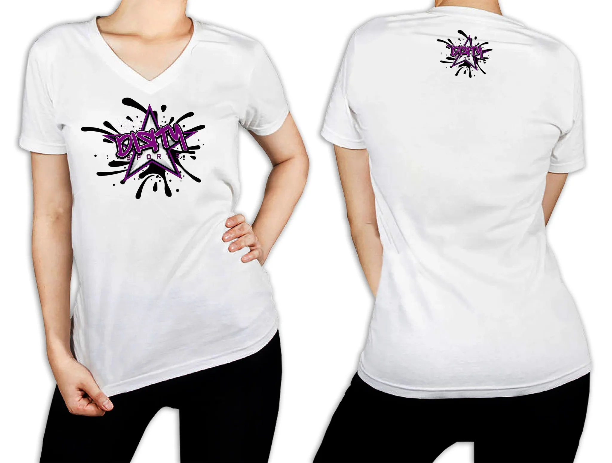 Women's White T-Shirt - Dirty Sports Graffiti PURPLE