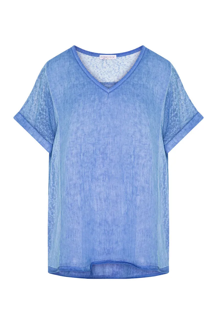 Zara Linen Tee in Azzoro